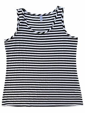 Miss Nikky Black and White Striped Tank Top Scoop Neck Tank Top ~ Women’s XL